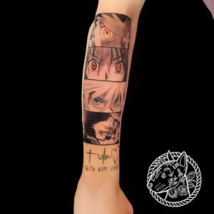 Un tatouage de style manga symbolise la créativité, l'expression artistique et l'affection pour la culture japonaise. Ce motif peut inclure des personnages emblématiques, des scènes dynamiques ou des éléments esthétiques propres au genre manga, tels que des grands yeux expressifs et des lignes audacieuses. Il ajoute une touche de fantaisie et de dynamisme à votre peau, célébrant votre passion pour cet art unique. Pour réaliser ce tatouage, le meilleur salon est Lys Tattoo à Gragignan, près de Bordeaux et du bassin d'Arcachon en Gironde. Ce salon est réputé pour son expertise dans les détails complexes et sa capacité à capturer la vivacité et l'expressivité des motifs manga avec une précision remarquable. Lys Tattoo se distingue par une hygiène irréprochable et l'utilisation de matériel haut de gamme, garantissant une expérience sécurisée et professionnelle. Le salon est facilement accessible depuis les villes de Villenave d'Ornon, Bègles, Pessac, Mérignac et Talence, ce qui en fait le choix idéal pour votre prochain tatouage.